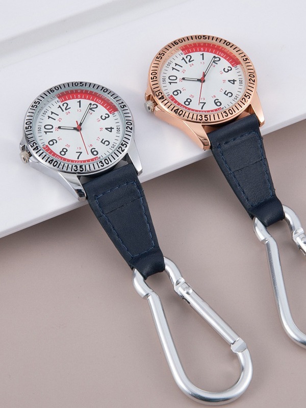 Carabiner Watch Leather Compact Keychain School Bag Hanging Watch Small Hanging Watch Wholesale Nurse Chest Watch Wholesale