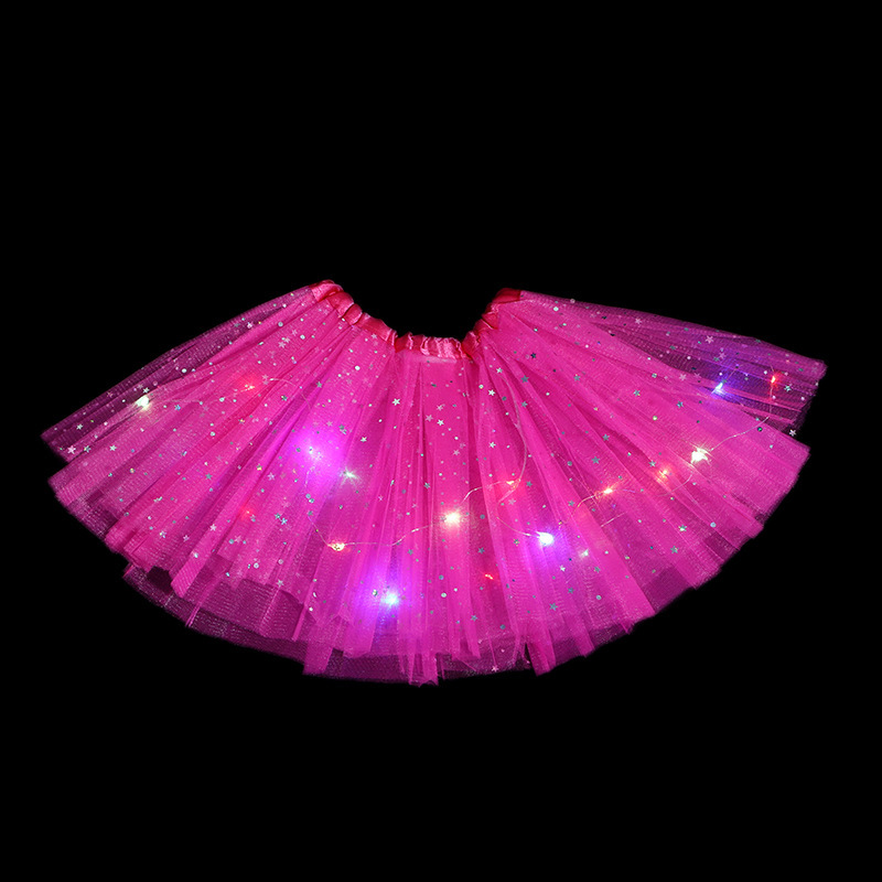 ins Foreign Trade European and American Children's Sequins with Light Luminous tutu Skirt Luminous Half-length Mesh Skirt Led Light tutu Skirt