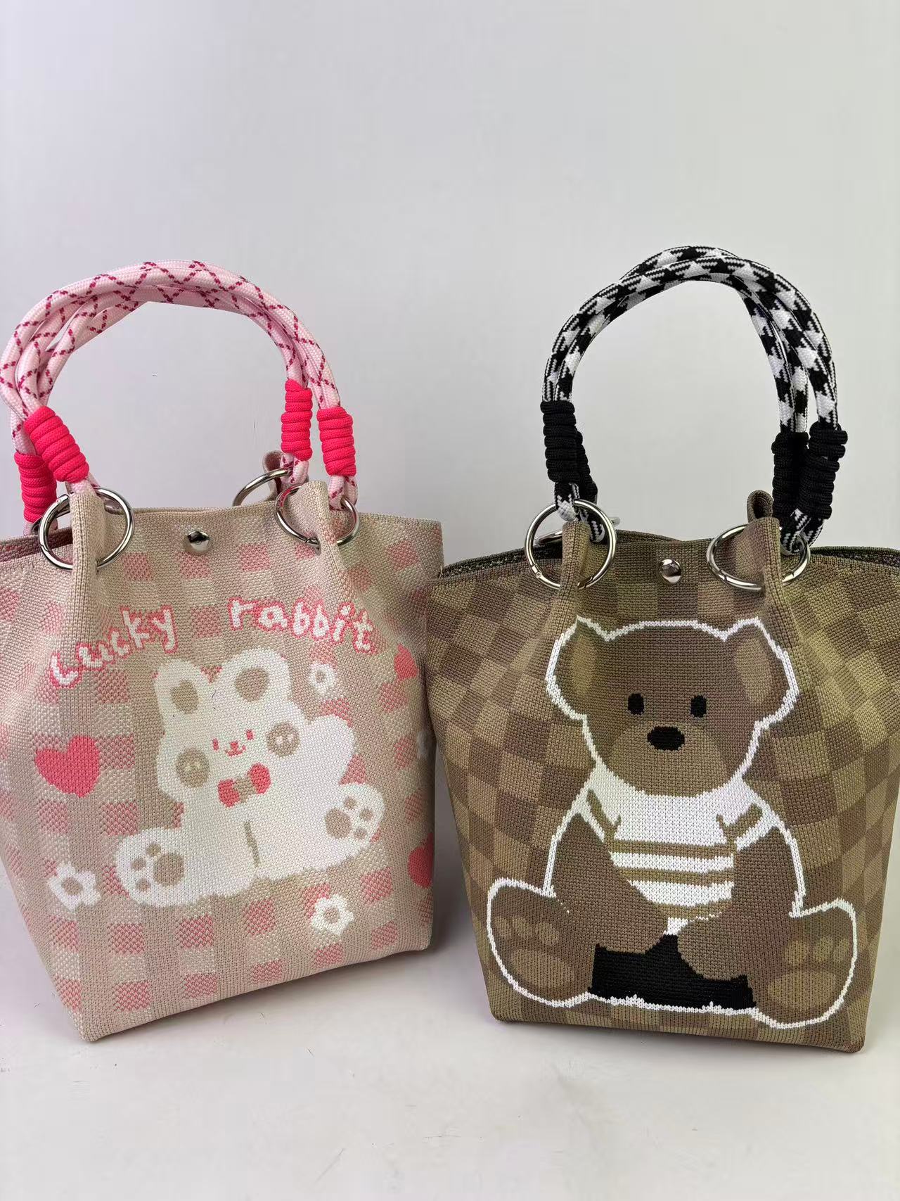 New Ins Korean Style Bucket Bag Fashionable Cute White Pagoda High-end Handbag Large Capacity Magnetic Button Bag