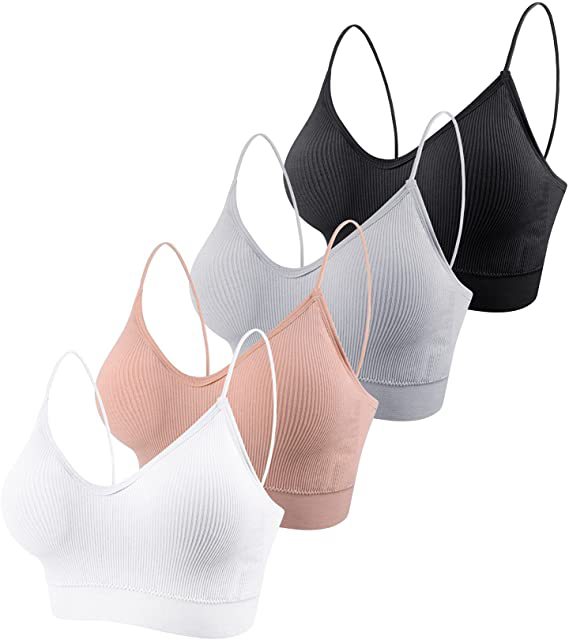 Спортивный бюстгальтер без бретелек с подкладкой для груди и маленьким топом.