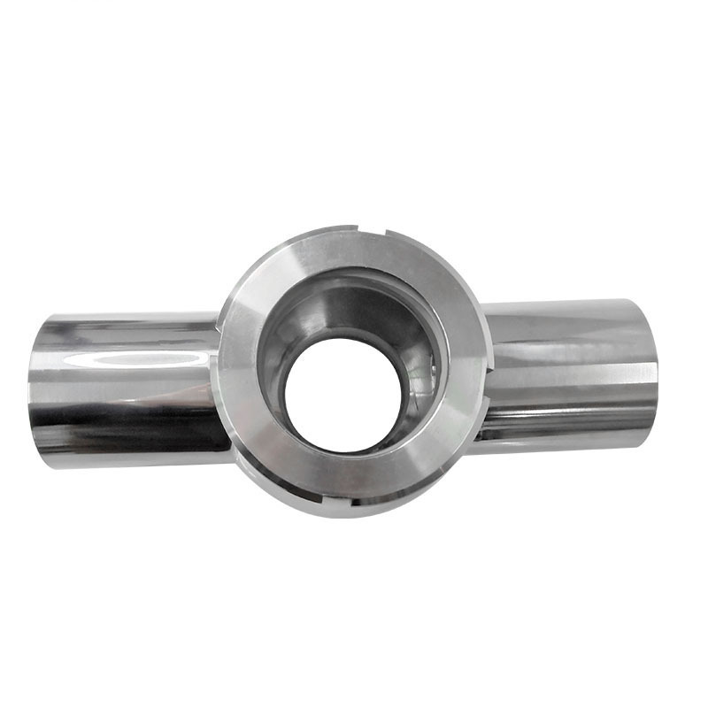 Sanitary Four-Way Sight Glass 304 Stainless Steel Welded Cross-Type Sight Cup Butt-Welded Union Pipe Observation Window Hole