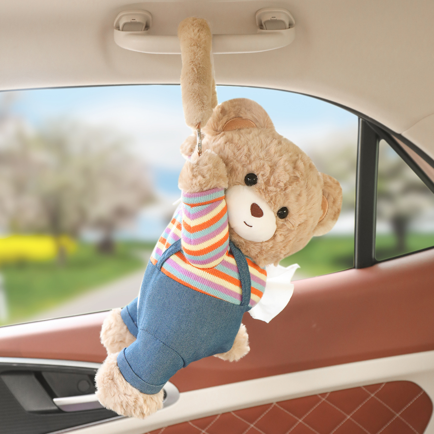 Car Tissue Box Hanging Car Tissue Box Bear Creative Cute Car Practical Doll Tissue Bag Hanging Bag