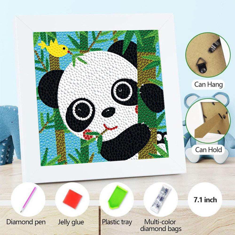 DIY Creative Handmade Diamond Painting Cross-Border Kidsren's Cartoon Panda Girl Toys Cute Diamond Stickers Full of Diamonds