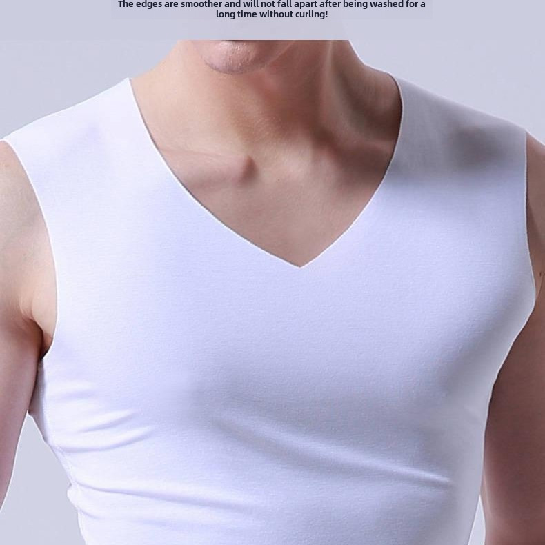 Ins Southeast Asia Wish Men's Traceless Ice Silk Vest Tiktok Amazon Shrimp Skin South Korea Cross-border Explosive
