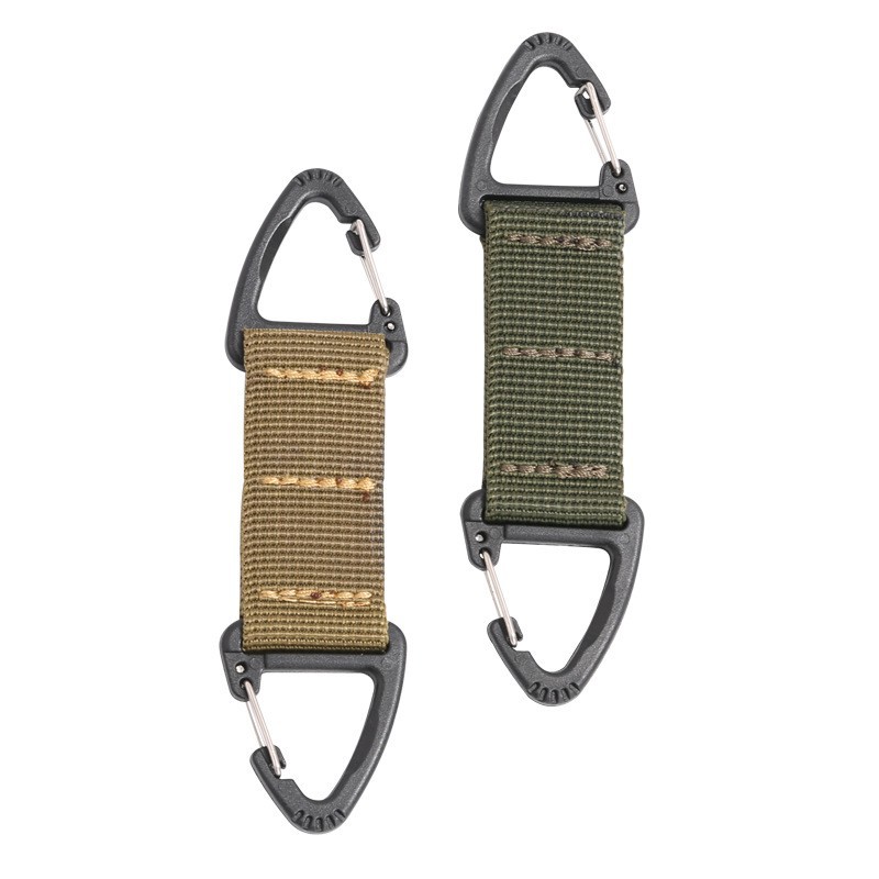 Outdoor Tactical Nylon Ribbon Backpack Hanging Buckle Multi-purpose Mountaineering Buckle Double Point Triangle Buckle Two-way Quick Hanging Key Chain