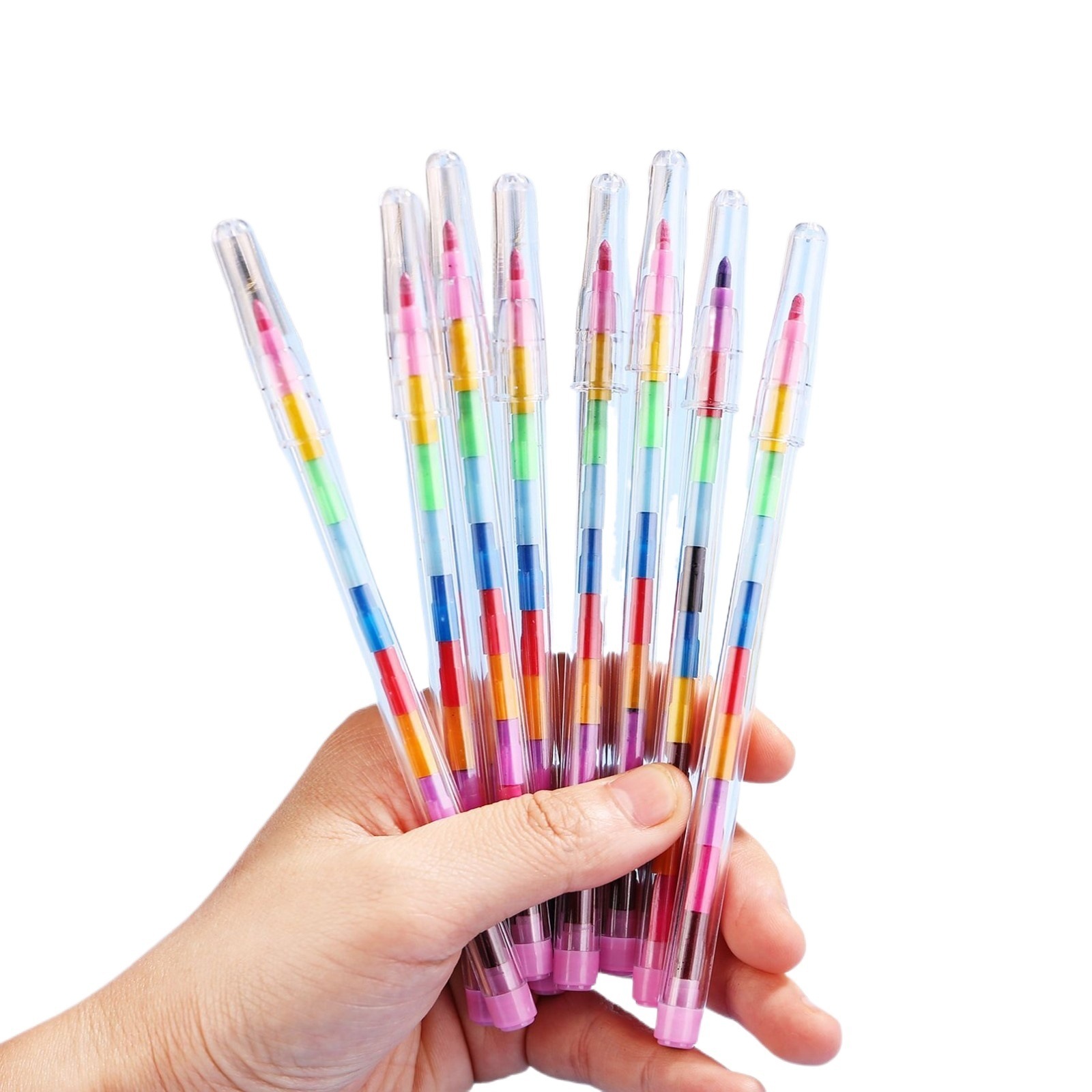 Creative Building Blocks Coloring Crayons 11 Colors Round Crayons Oil Pastels Color Pens Colorful Student Stationery Prizes Wholesale