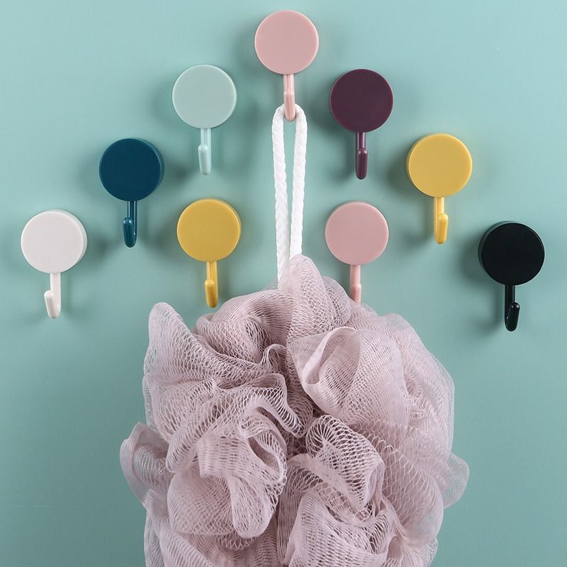 Macaron Hook, Traceless Sticky Hook, Plastic Scandinavian Hook, Kitchen and Bathroom Colorful Punch-Free Clothes Hook, Nail-Free