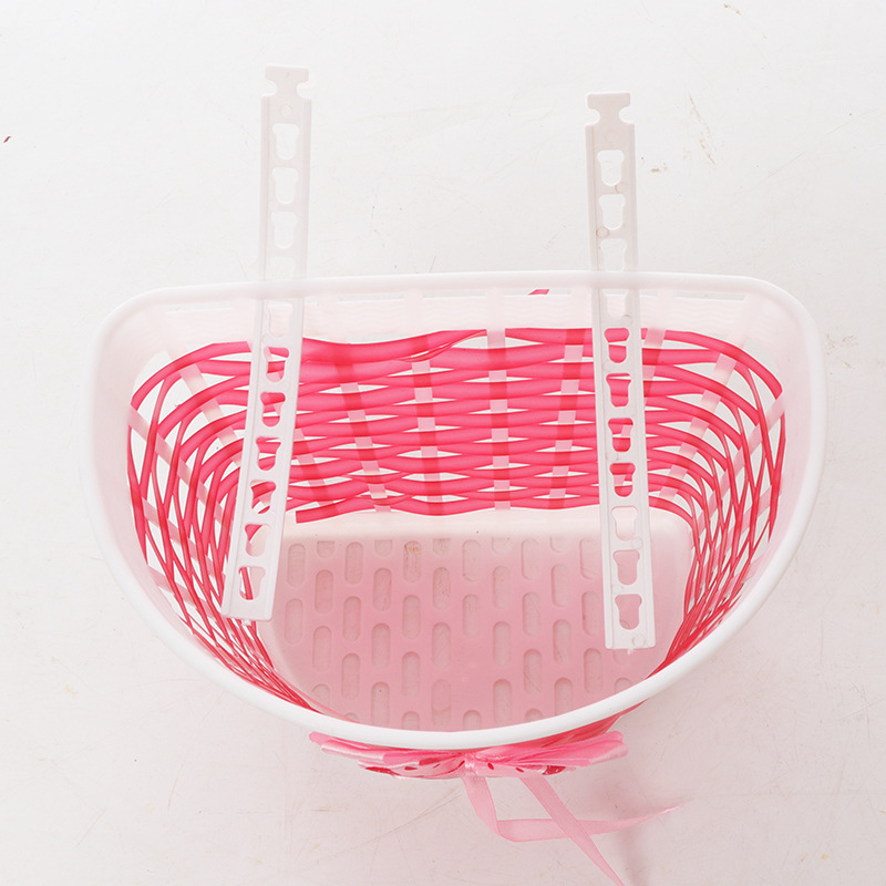 in stock supply children's scooter basket small size children's bicycle handmade plastic woven basket stroller basket