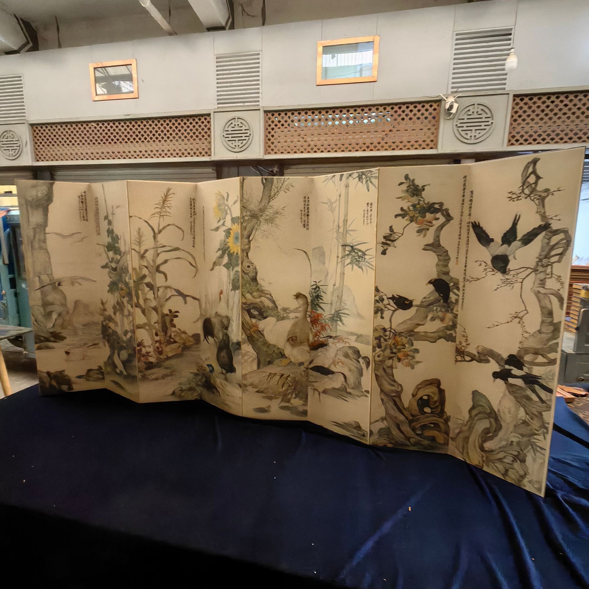 Antique Calligraphy and Painting by Liu Kuiling, Famous Work "Branches Talking", Decorative Screen, Large Painting Screen, Direct Sales from Manufacturer, Ample Supply
