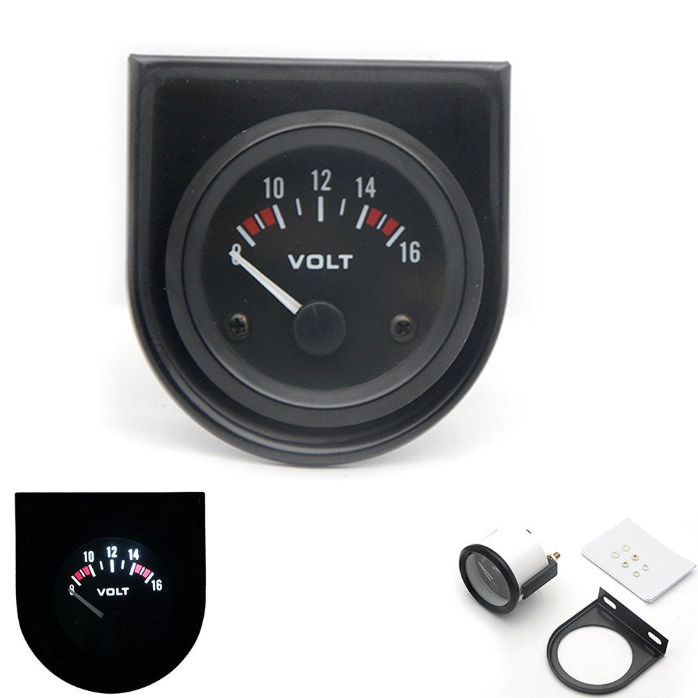 Кросс-бордерная горячая распродажа 2-дюймовый 52MM 12v черный поверхностный вольтметр автомобильный инструмент модификации