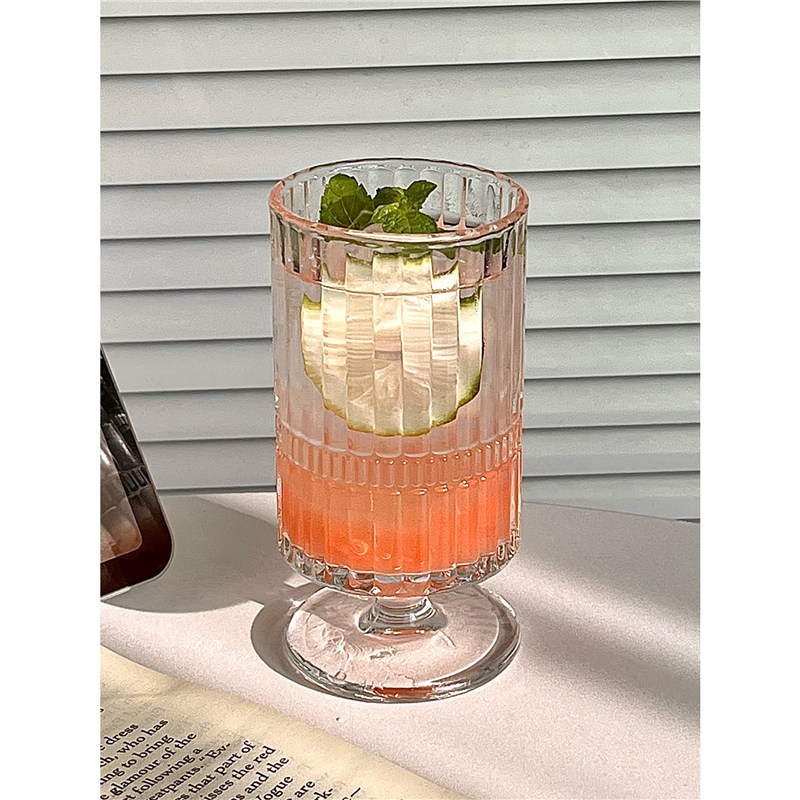 Juice Goblet Ins Milkshake Cup Glass Drink Cup Cold Drink Dessert Cup Coffee Female High-Looking Sparkling Water Cup