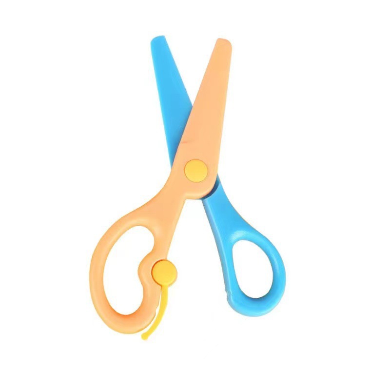 Children's Handmade Safety Scissors, Paper-Cut Lace Scissors, Toddler Cartoon Anti-Pinch Elastic Plastic Handmade Scissors