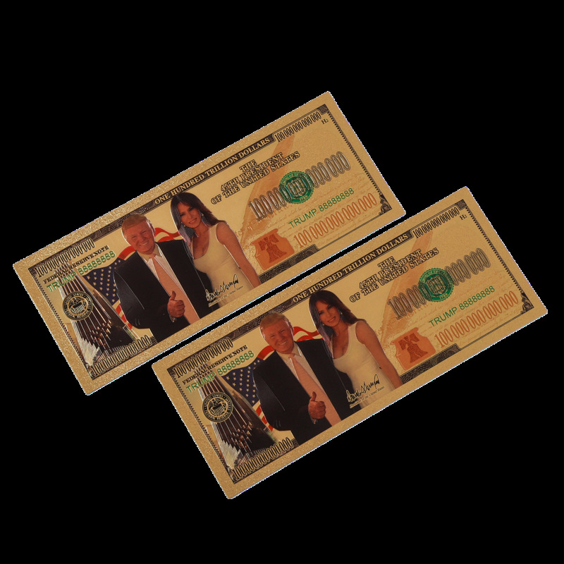 Manufacturer's Supply Plastic Gold Foil Banknotes Colorful Dollar Collection Coins Toy Props Coins Creative Commemorative Banknotes Wholesale