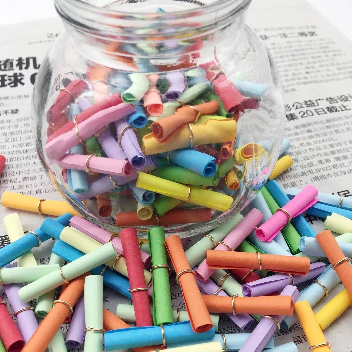 Color Mini Wish Paper Roll Wish Pool Wish Bottle Blessing Message Small Paper Confession Colored Paper with Metal Ring