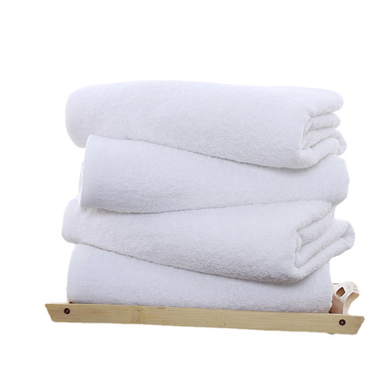 Wholesale White Bath Towels for Hotels and Guesthouses, Thickened Water-Absorbent Soft Cotton Adult Bath Towels, White Large Towels