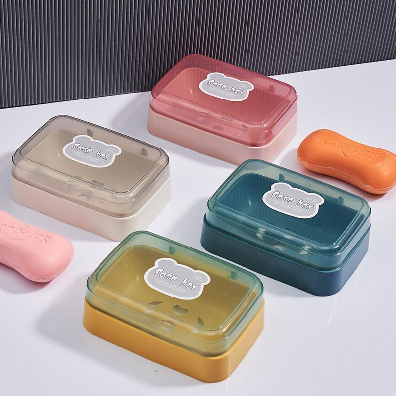 Household Soap Box Cute New Style Drain Soap Box Soap Box Bathroom Storage Rack Toothpaste with Lid