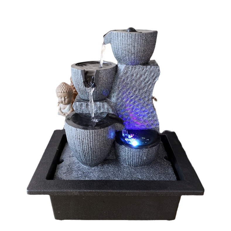 Cross-Border Flowing Water Fountain Ornaments Manufacturer Direct Sales Office Desk Resin Crafts Home Accessories Origin Supply