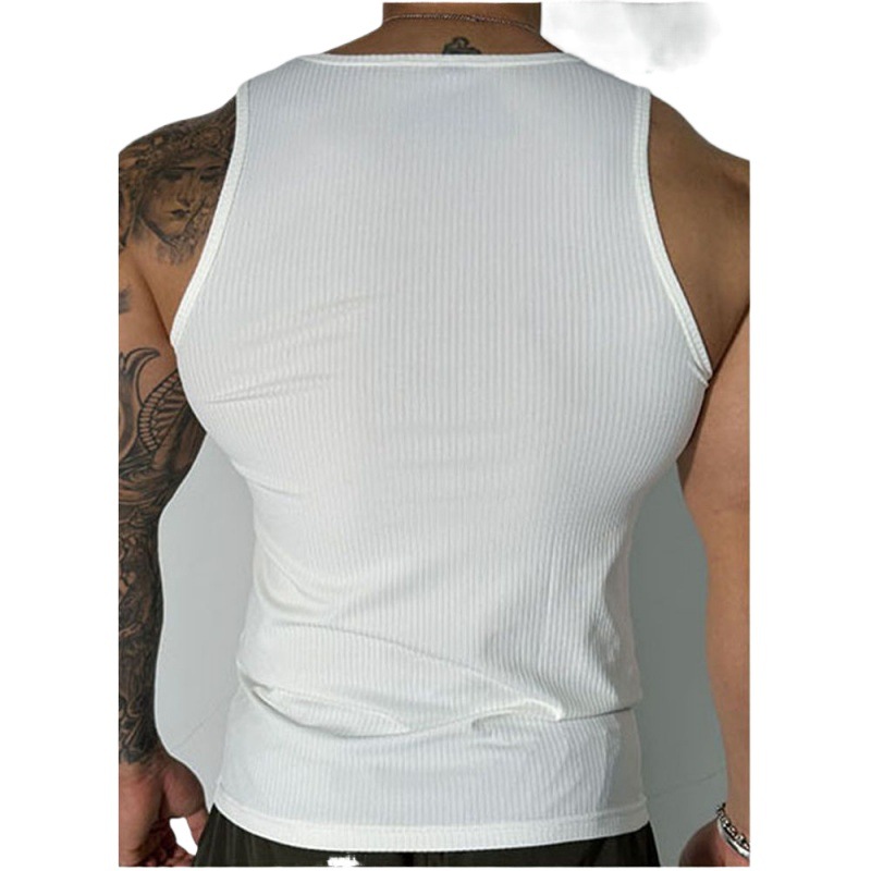 Summer Fashion Sweat Absorbent Thread Vest Sports Fitness Elastic Slim Sleeveless Solid Color Base Breathable Quick-drying Training