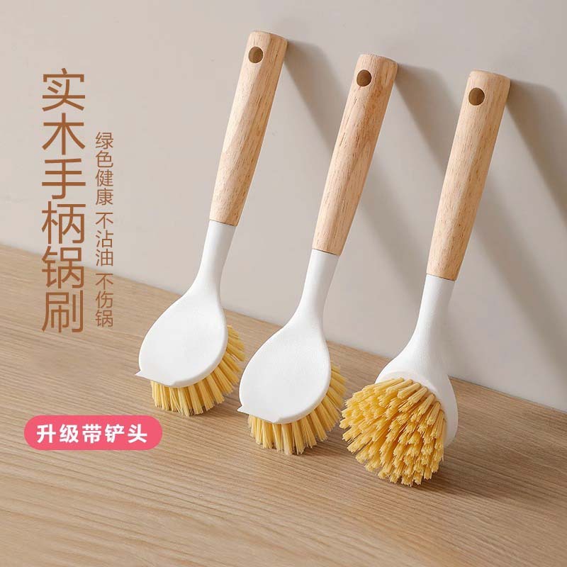 Щетка для мытья кастрюль с длинной ручкой, не повреждает посуду, не касается масла, артефакт для мытья кастрюль, деревянная ручка, щетка для удаления загрязнений, бытовая кухня