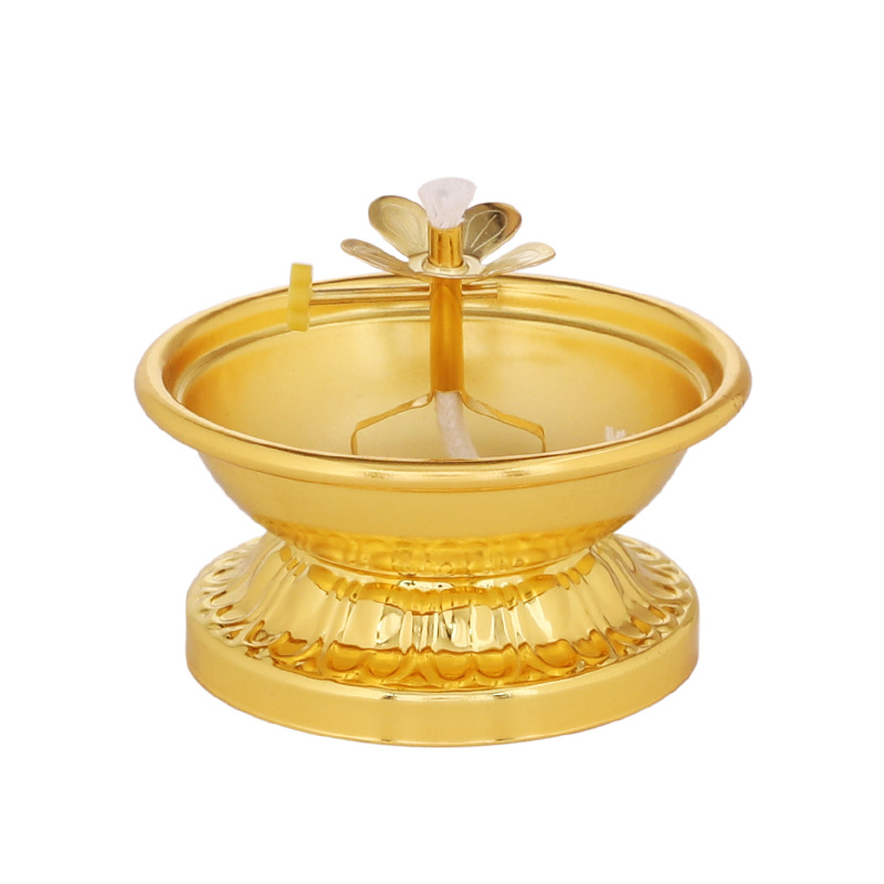 Alloy oil dish ghee lamp holder thickened household fortune lamp Buddha front Buddha lamp high foot dimmable oil lamp wholesale