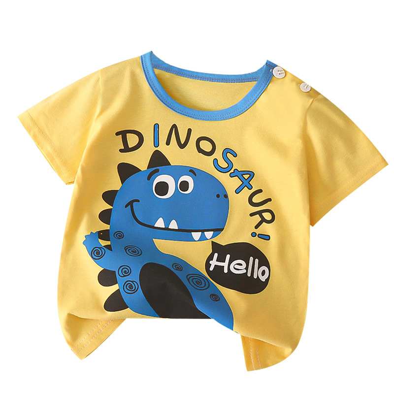 Children's Short-sleeved Cotton Summer New 2025 Boys and Babies' T-shirt Cartoon Girls Short-sleeved Korean Style Single Top Children's Wear