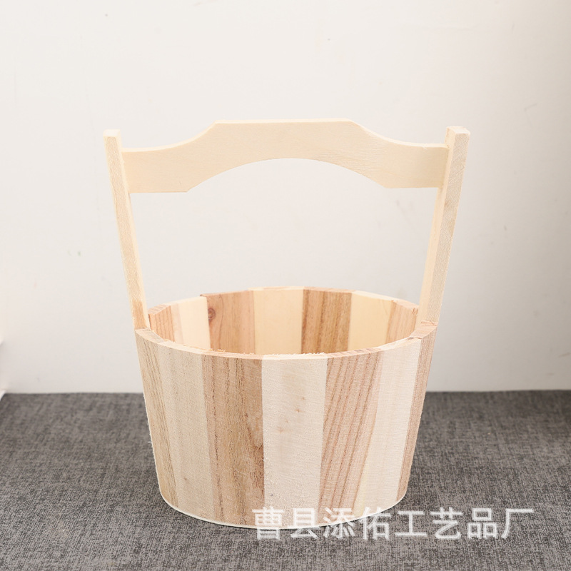 Portable Small Wooden Barrel Aromatherapy Stone Storage Barrel Retro Round Spice Barrel Household Portable Open Wooden Barrel