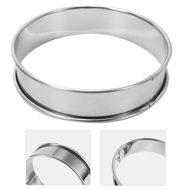 430 Stainless Steel Round Double Rolled Edge Tower Ring Loading Ring Lemon Tart Muffin Ring Biscuit Impression Baking Tool