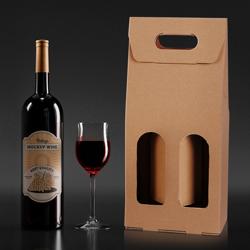Kraft Paper Red Wine Box Double Single Thickened Corrugated Red Wine Packaging Gift Box Dry Red Wine Portable Packaging Box