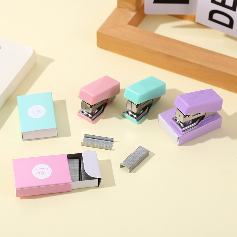 Mini No. 10 Stapler Labor-saving Lightweight Macaron Stapler Office Color Uniform Stapler Binding Needle