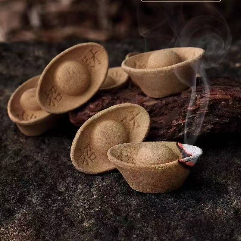 Yuanbao Incense Handmade Aromatherapy to Attract Wealth Yuanbao Sandalwood Grain God of Wealth Incense Home Indoor Offering God of Wealth Taoist Temple Wealth Incense