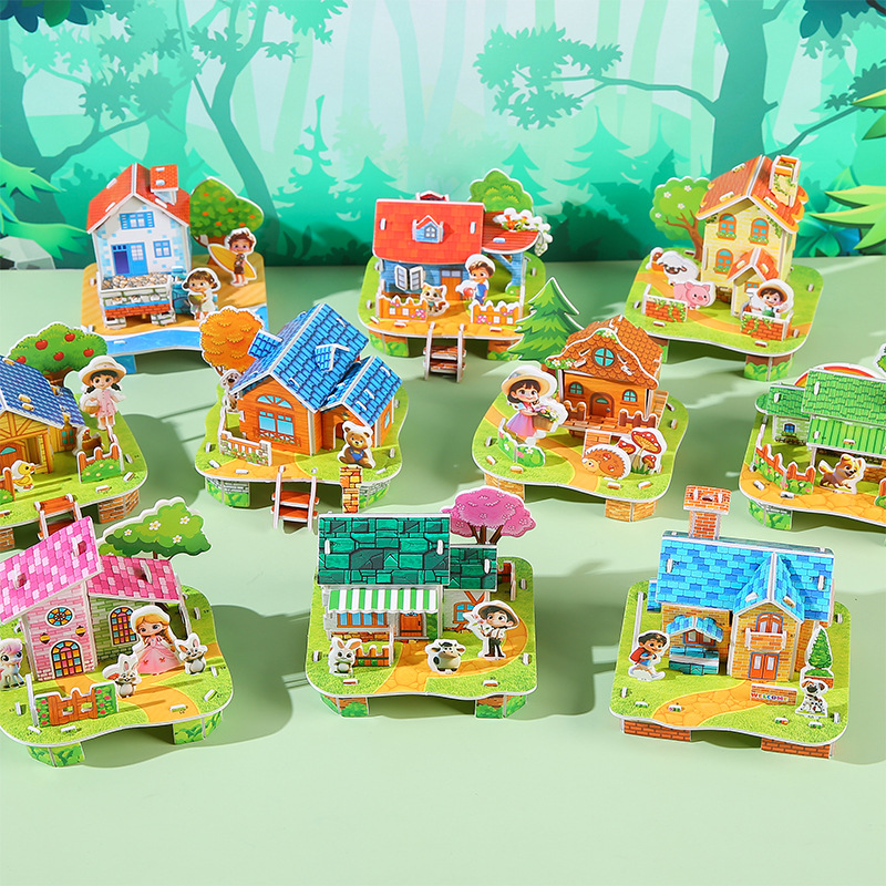 3D Stereo Building House Puzzle DIY Hand-Assembled Cabin Kindergarten Early Education Educational Toys Kidsren's Gifts