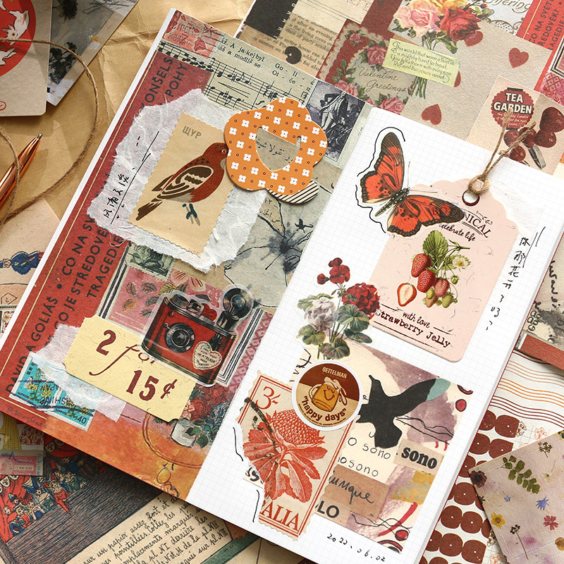 Retro series Journal material stickers Journal decorative stickers butterfly stickers Yuanye chapter European style stickers tape