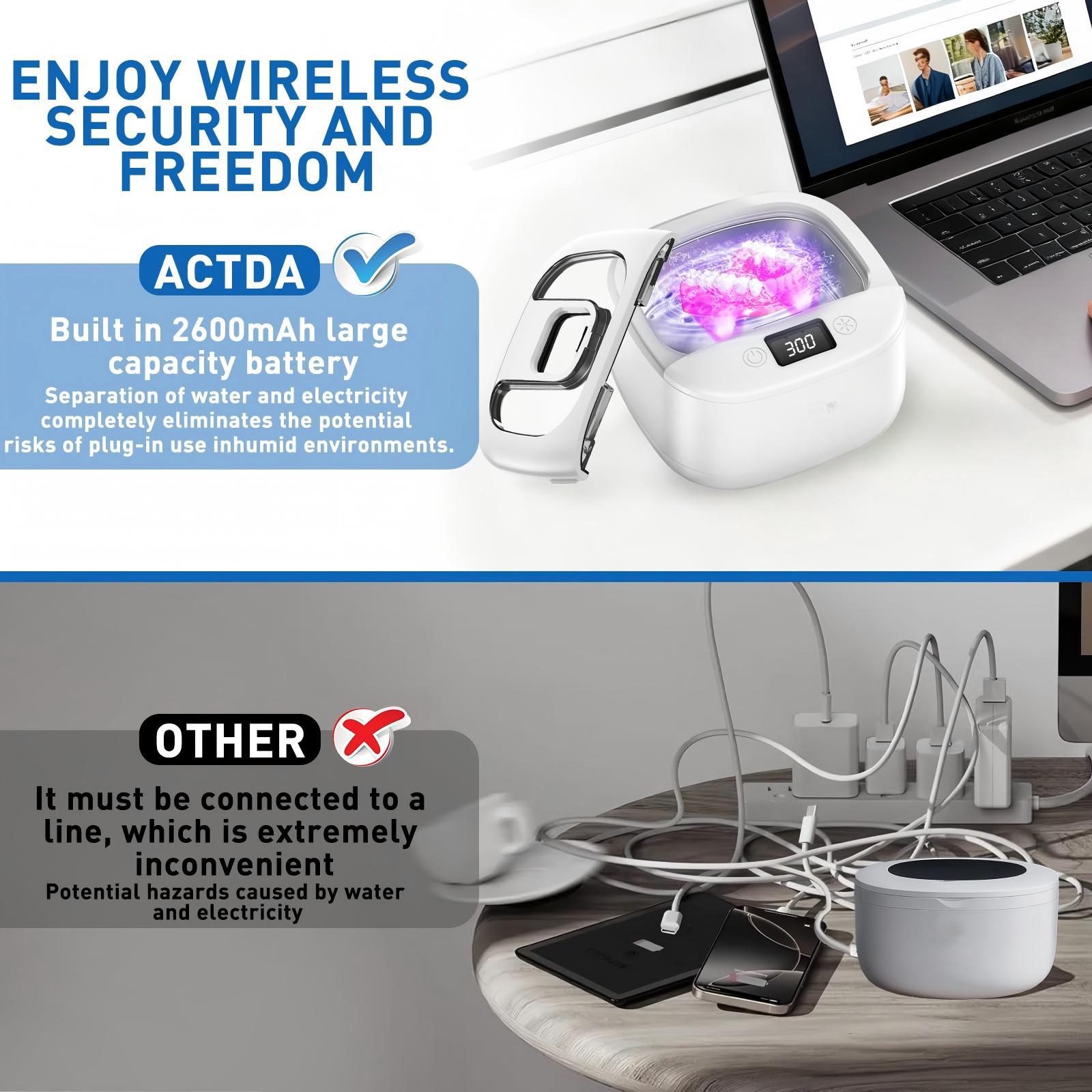 Rechargeable Ultrasonic Braces Cleaning Machine Cross-Border New Uv Sterilization Cleaning Machine Portable Household Denture Cleaning Machine