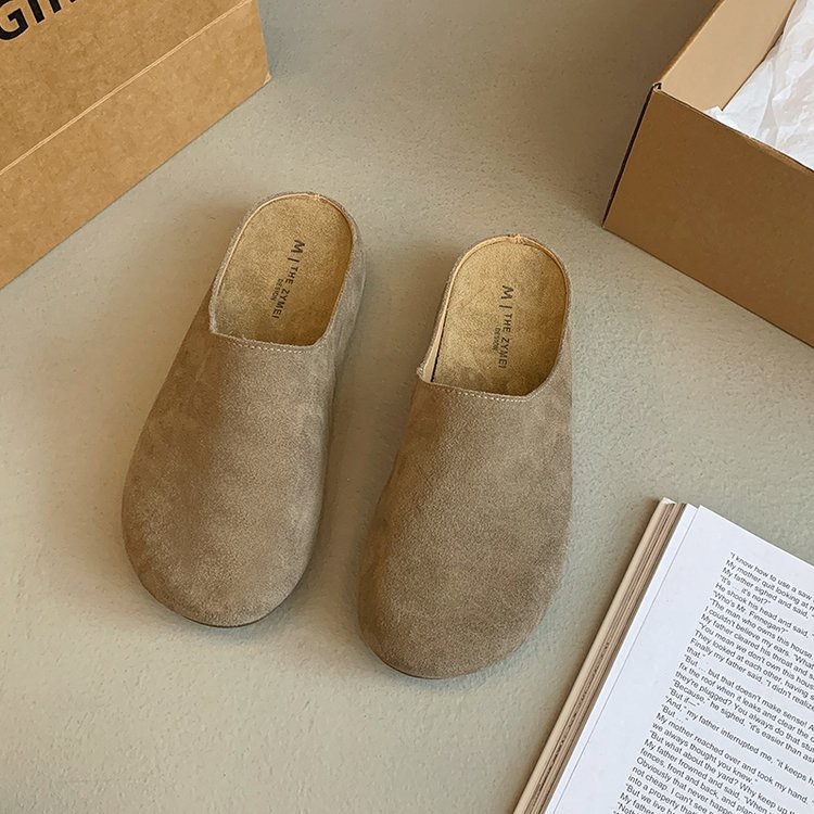 Hot Air Boken Slip-on Women's Autumn Breathable 2024 New Arrival Slip-on Retro Single-layer Shoes Toast Shoes Feet Small Baotou Slippers