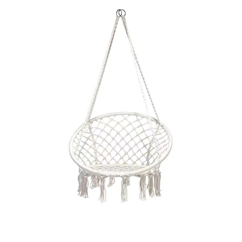 European and American Middle Eastern Style Tassel Hanging Chair Hand-Woven Hanging Basket Cotton Rope Swing Outdoor Hammock Balcony Cradle Chair Popular