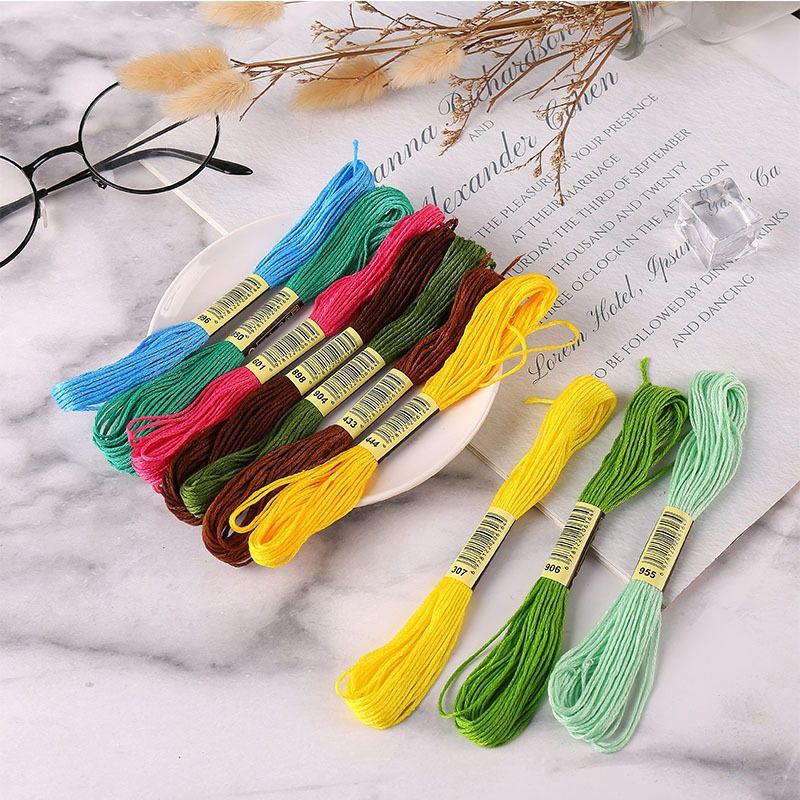 Фабричная нить для вышивки крестом в наличии, оптовая продажа, экология, полиэстер, хлопковая нить, 8 м, 6-ниточная вышивка, DIY, ручная работа, плетеная нить