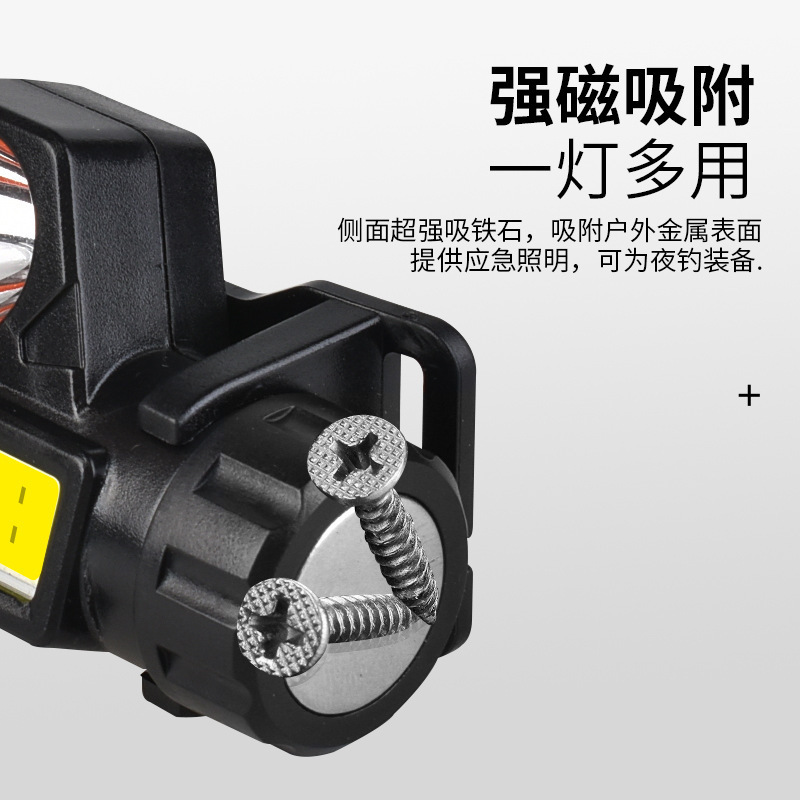 Headlight Strong Light Led Daily Charging Dual Light Source Magnet Hiking Mountaineering Night Fishing Outdoor Head-Mounted Work Light