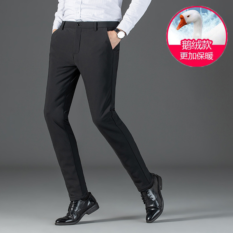 New 90 White Goose down down Pants Winter Men's Casual Business Trousers Thickeneded Warm Goose down Pants Outer Wear Men's Trousers