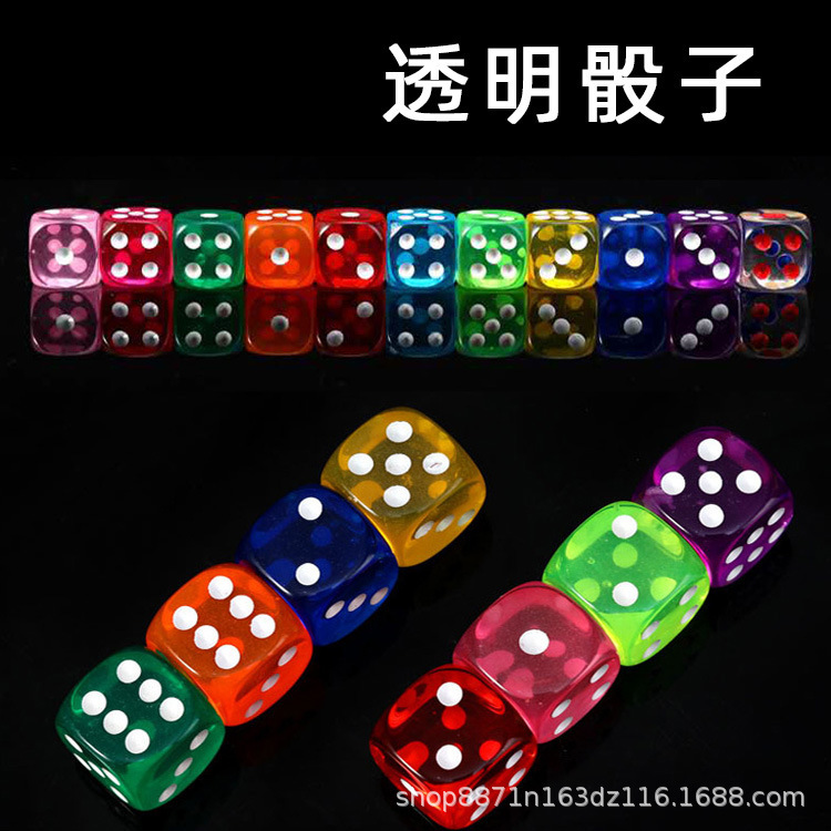 14mm transparent point color Crystal Dice sieve bar chess mahjong ktv acrylic dice factory wholesale