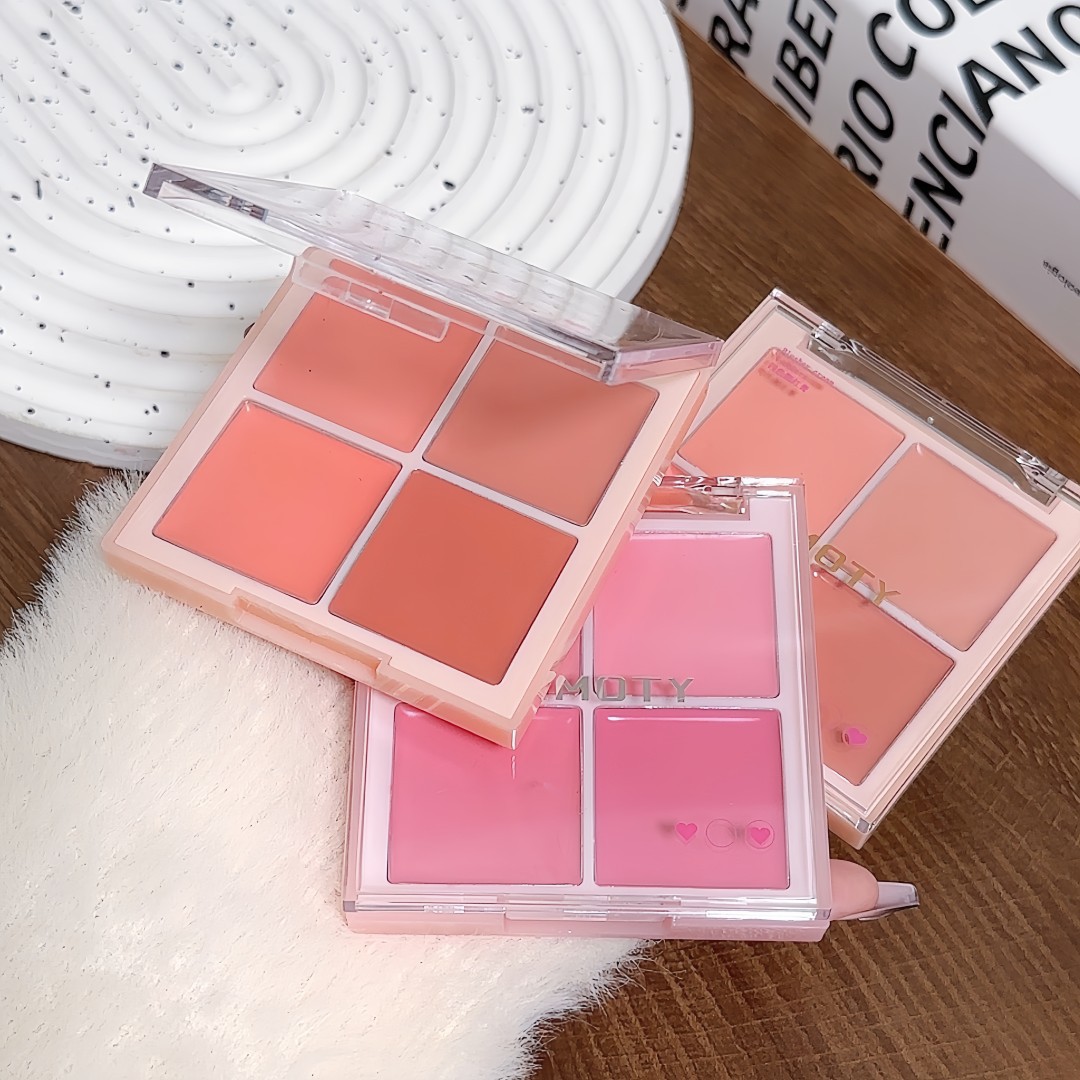 Four-Color Blush Cream Famtoy Blush Whitening Nude Makeup Natural Long-Lasting Affordable Cosmetics Blush Palette Multi-Purpose Cream