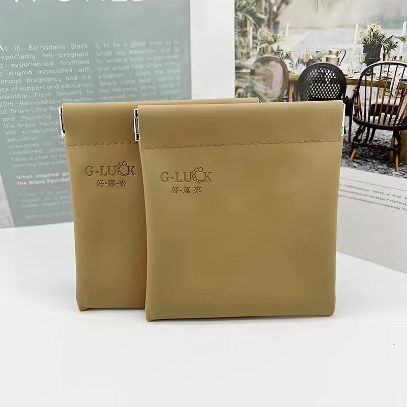 Factory automatic closing leather waterproof storage bag coin purse PU mini cosmetic packaging shrapnel bag customization