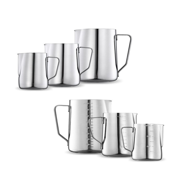 Directly Supplied by the Manufacturer, Stainless Steel Latte Art Cup, Pointed Spout Coffee Frothing Pitcher, Graduated Frothing Cup, Coffee Frothing Tool, Milk Frothing Pitcher