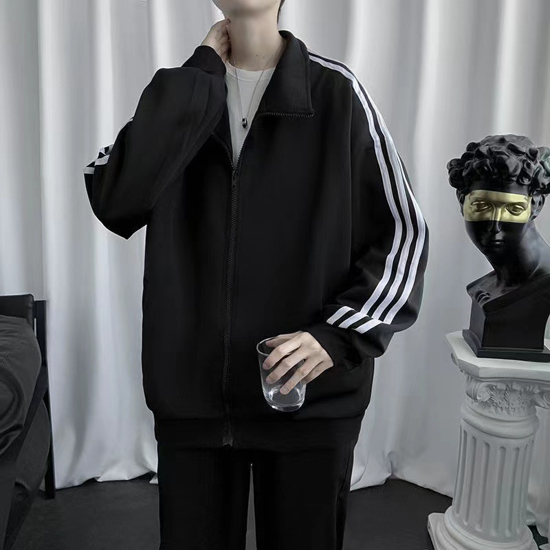 Baseball jacket men's Korean-style casual sports three-bar jacket men's loose all-matching handsome spring and autumn fashion