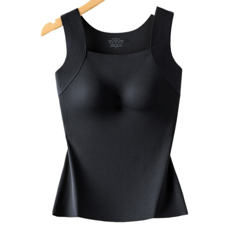 Autumn and Winter Traceless Moisturizing Naked Muscle Base Clothes Warm Vest Women's Fixed Cup Skin Beauty Clothes Base Autumn Clothes Warm Vest