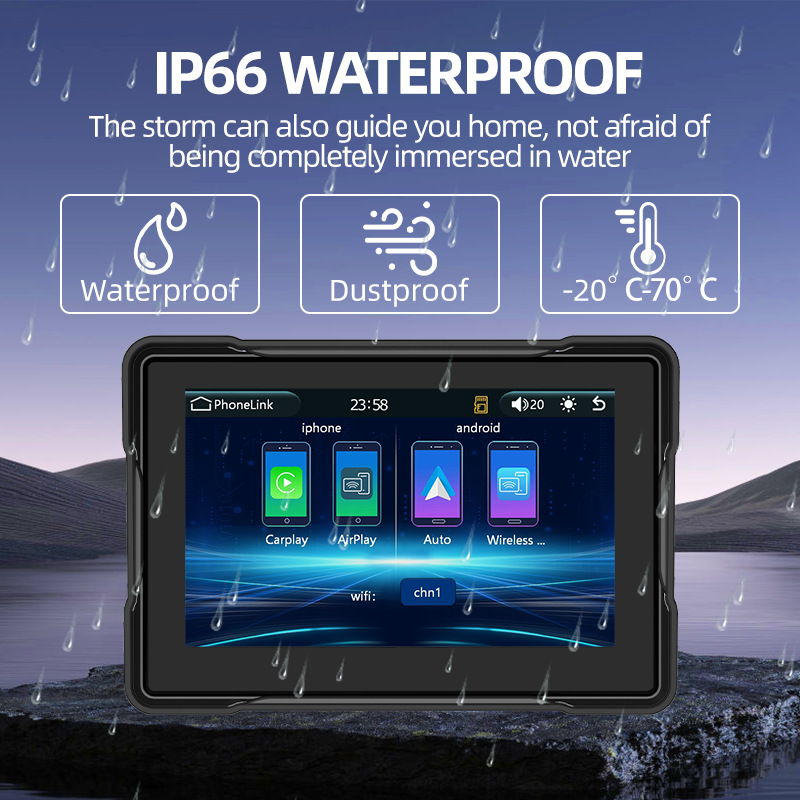 Cross-Border Popular Motorcycle Carplay Screen Projection Wifi Interconnection High-Definition Navigation Waterproof and Anti-Vibration Driving Recorder