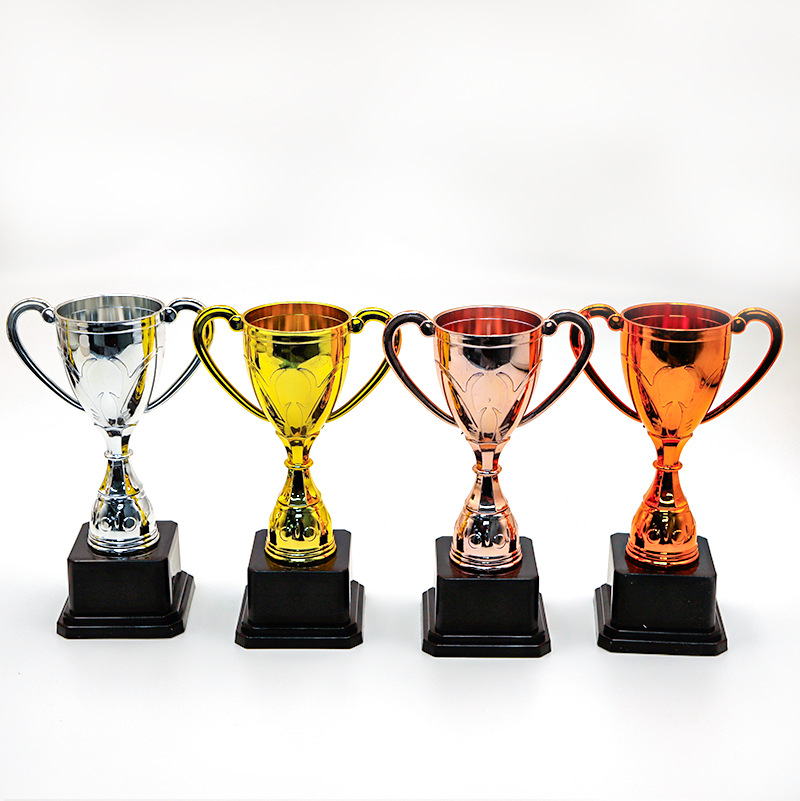 Cross-Border Children's Plastic Square Base Trophy School Kindergarten Sports Competition Award Electroplating Small Trophy Wholesale