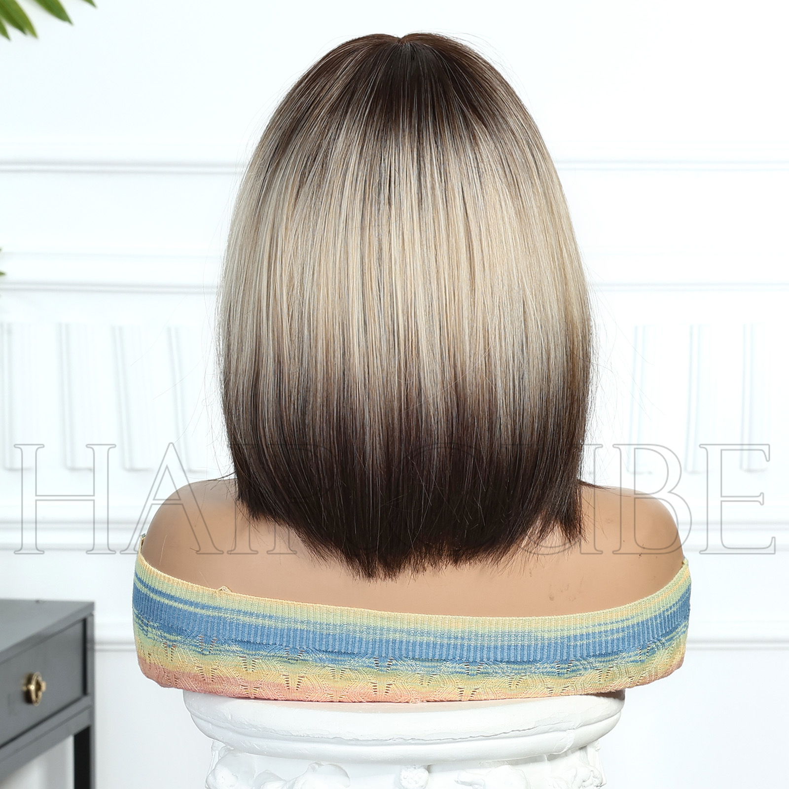 Wig Headgear bobo European and American Gradient Straight Hair Headgear in stock Cross-border Hot Selling Bobo Qi Bangs Short Straight Hair Manufacturers