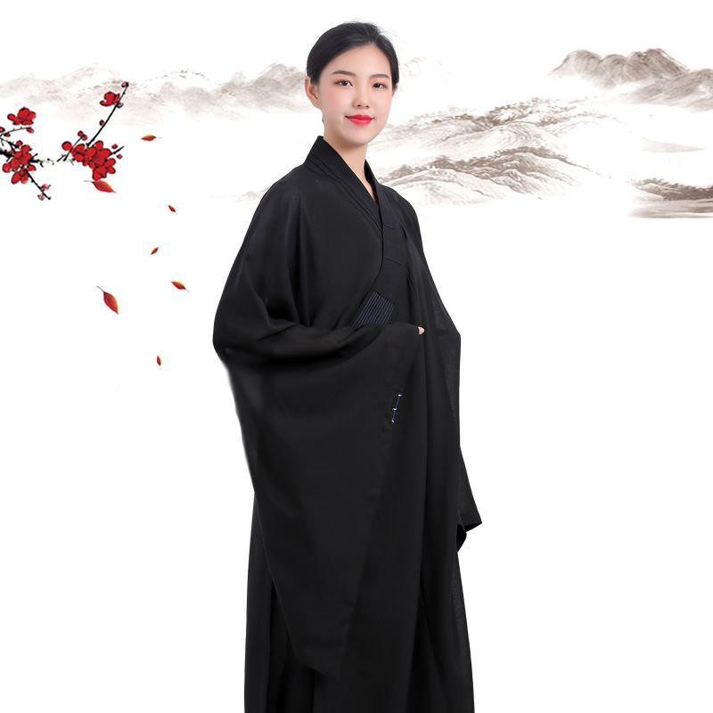 Ji Yuan Hai Qing Ju Shi Suit Men and Women Hai Qing Monk Zen Suit Taiwan Hemp Opaque Long Robe and Gown Don't Wrinkle and Sag Good