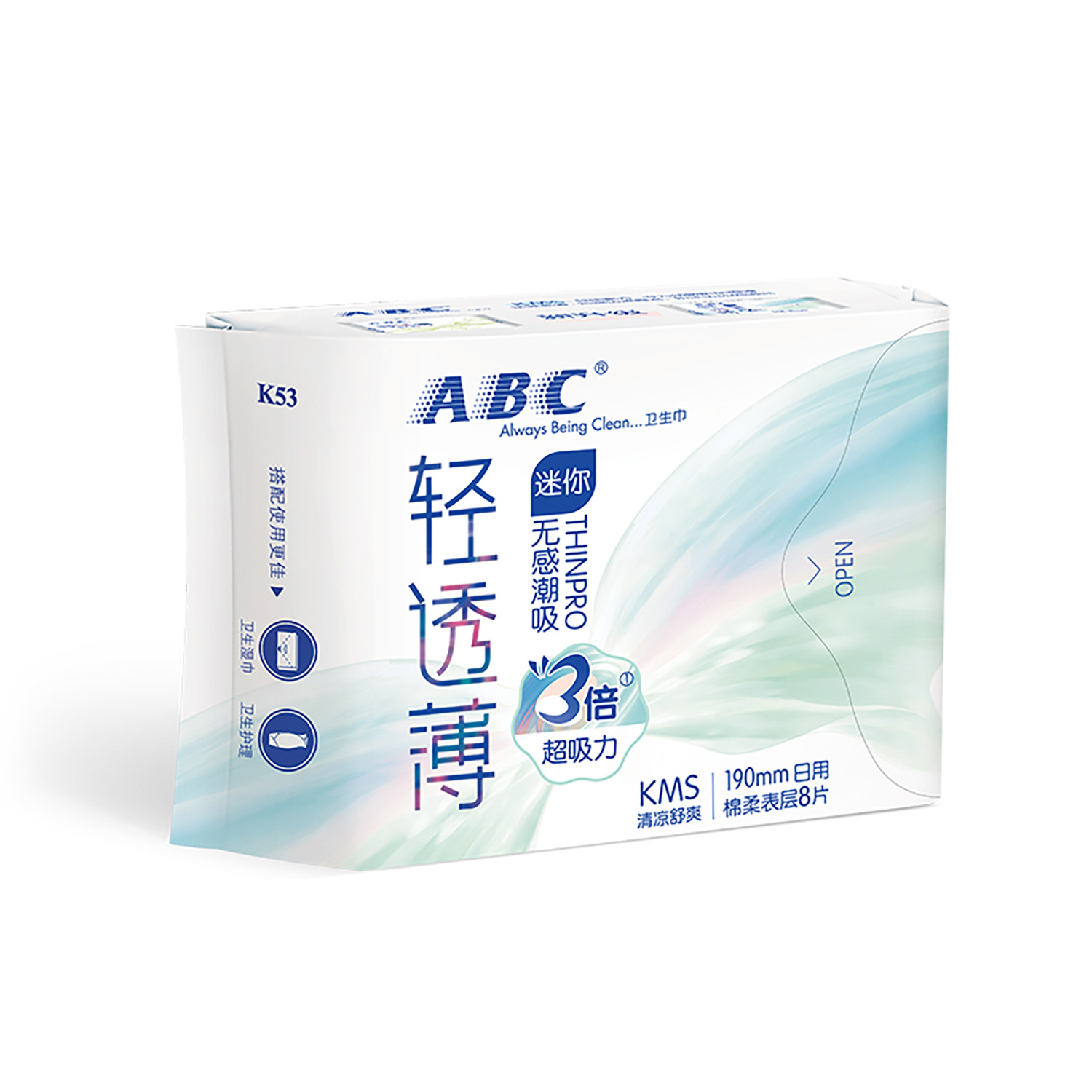 [Authentic] Abc Mini Light and Thin Cotton Soft Surface Sanitary Napkin K53 (Including Kms)