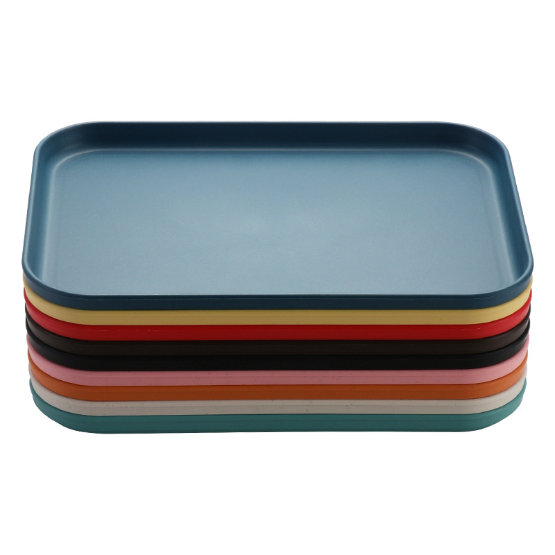 Tray Rectangular Wheat Commercial Tray Dumpling Cup Tea Cup Plate Fruit Plate Nordic Ins Plastic Straw